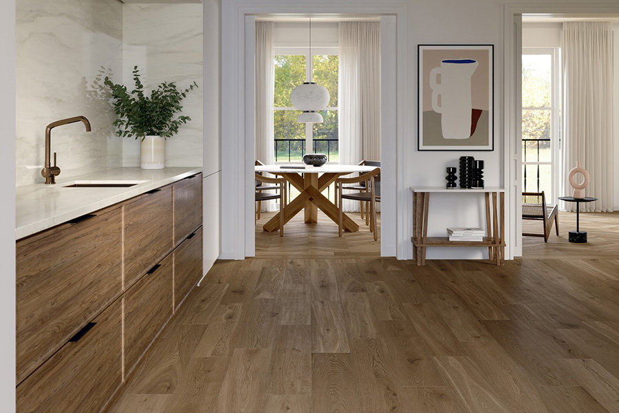 Marca Corona - kol. Elisir Royal - Castano - 20x120 cm I Castano Chevron - 7,5x45 cm