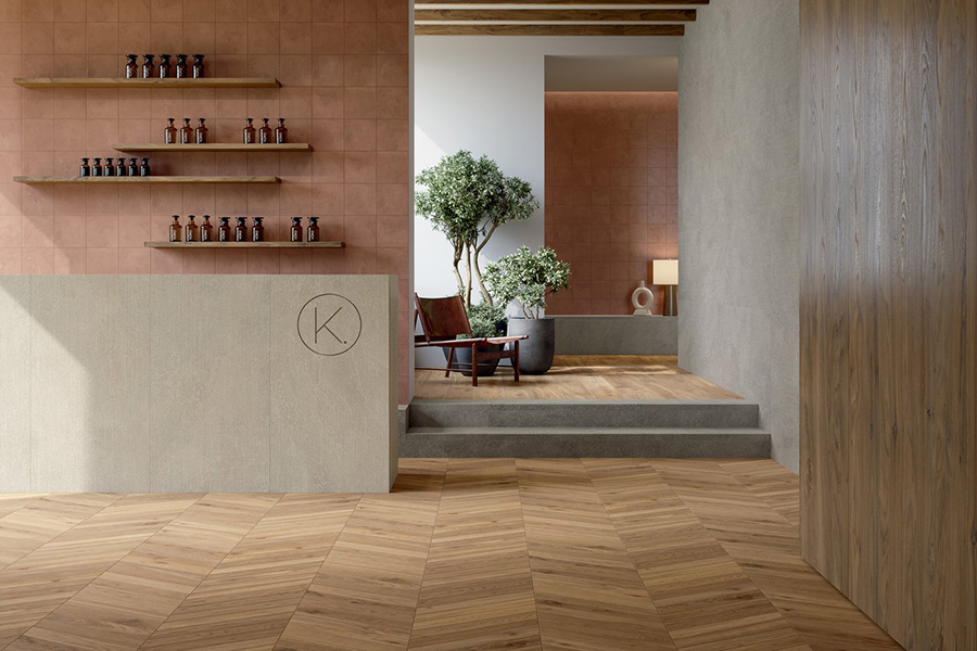 Marca Corona - kol. Elisir Royal - Dorato Chevron - 7,5x45 cm I Dorato 20x120 cm 