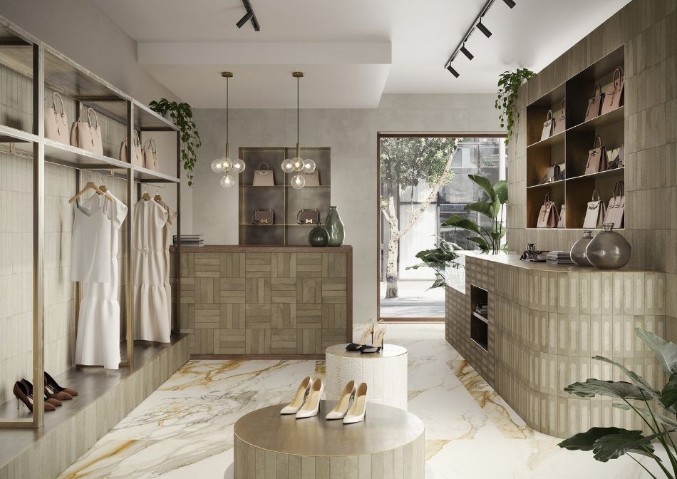 Marca Corona - Miniature Fornace - Bianco Minerale I Verde Muschio I Dekor Formella Verde Muschio