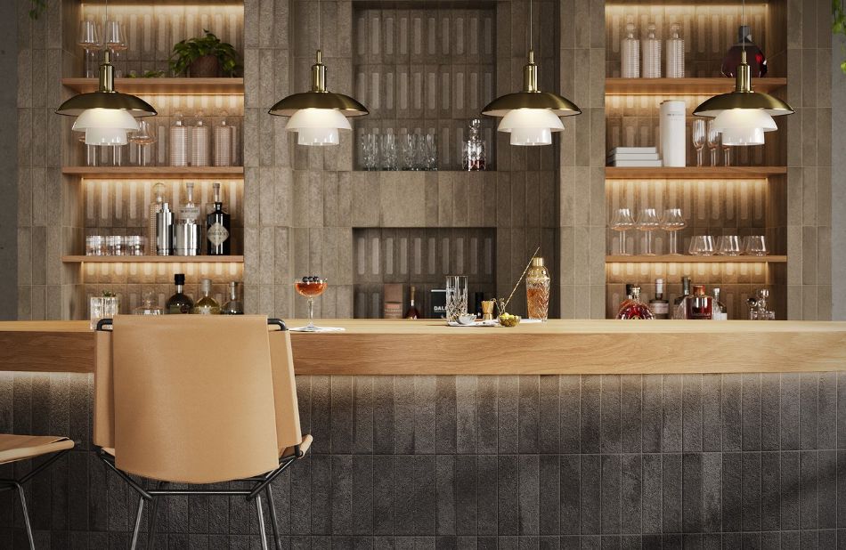 Marca Corona - Miniature Fornace - Nero Fumo I Bruno Bistrot I Dekor Formella Bruno Bistrot Detalj