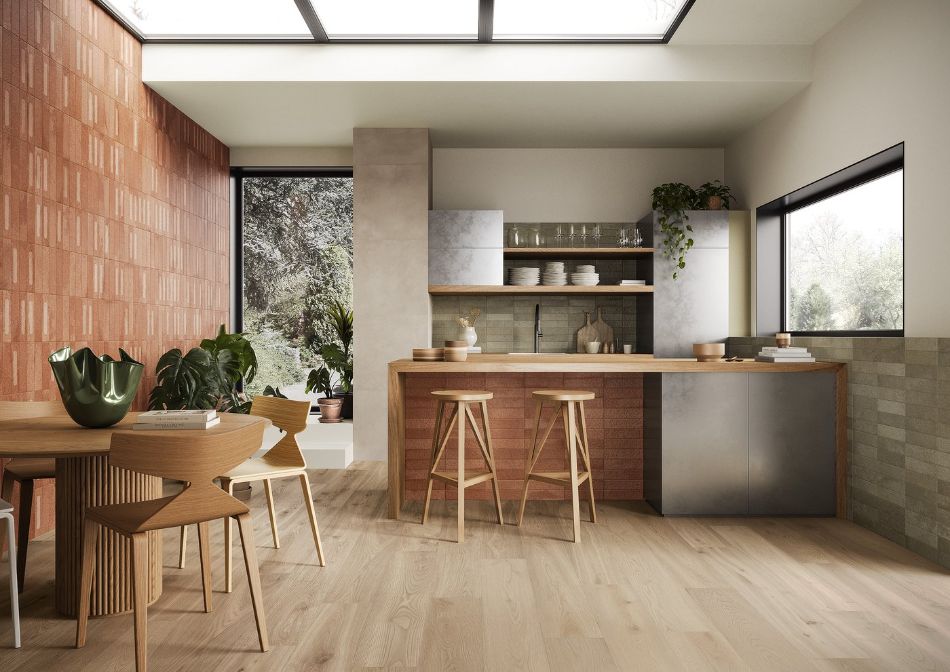 Marca Corona - Miniature Fornace - Verde Muschio I Rosso Mattone I Dekor Formella Rosso Mattone