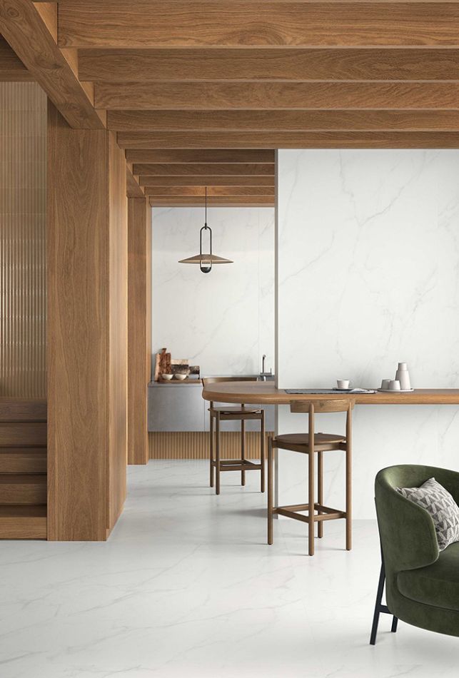 Marca Corona - Scultorea Delicata - Calacatta Velato - 120x278 cm Velvet I 120x120 cm Velvet